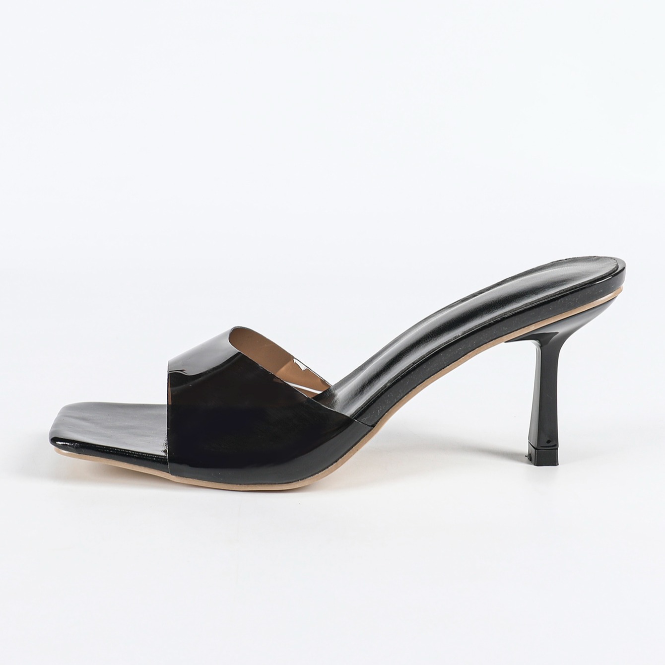 Fashion Minimalist Black Thin Heel Sandals Sexy Square Toe Open Toe High Heel Slippers for Women Summer - Image 5