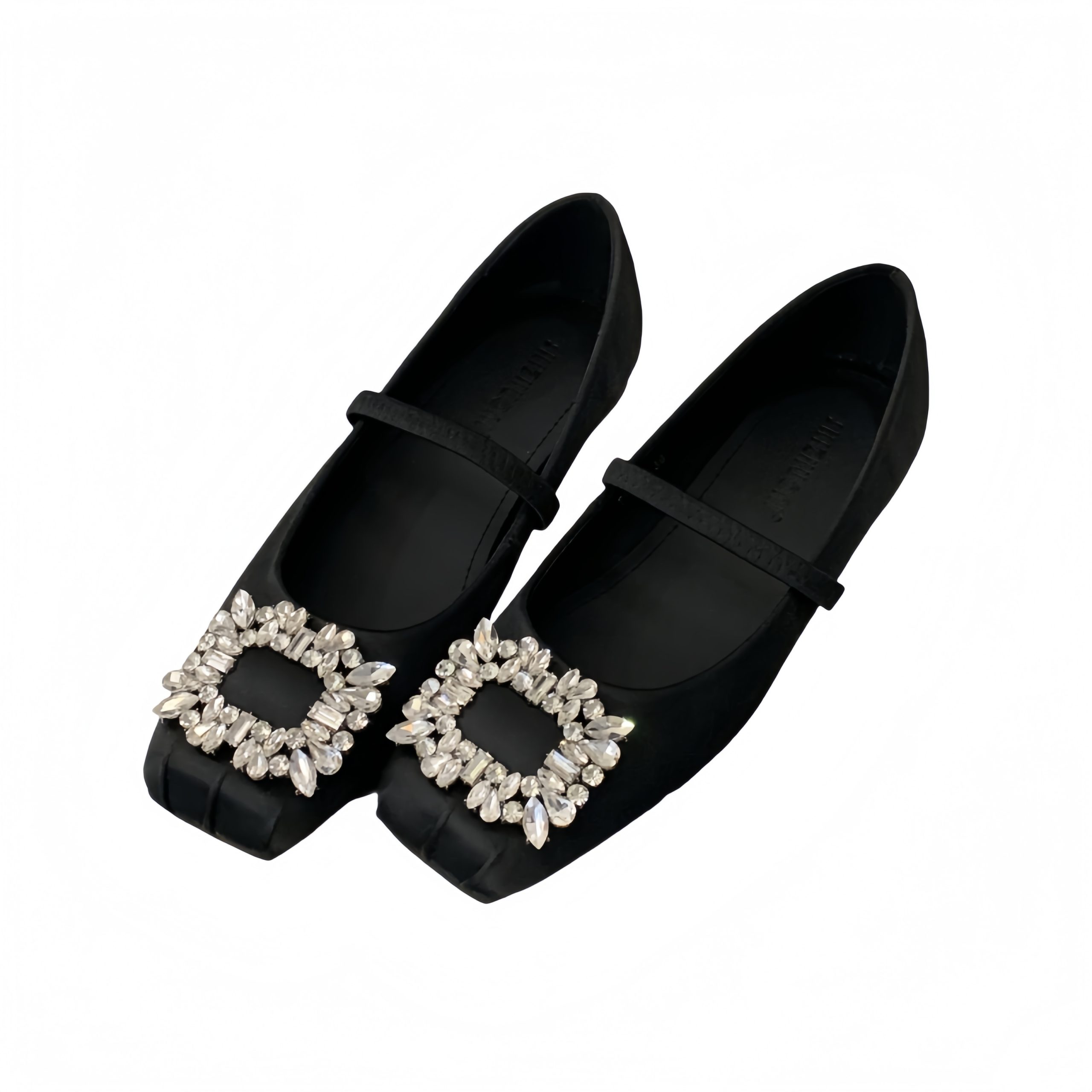 Korean Style Square Toe Pleated Rhinestone Buckle Mary Jane Flats for Women 2025 Spring Soft Sole Slip-On - Image 5