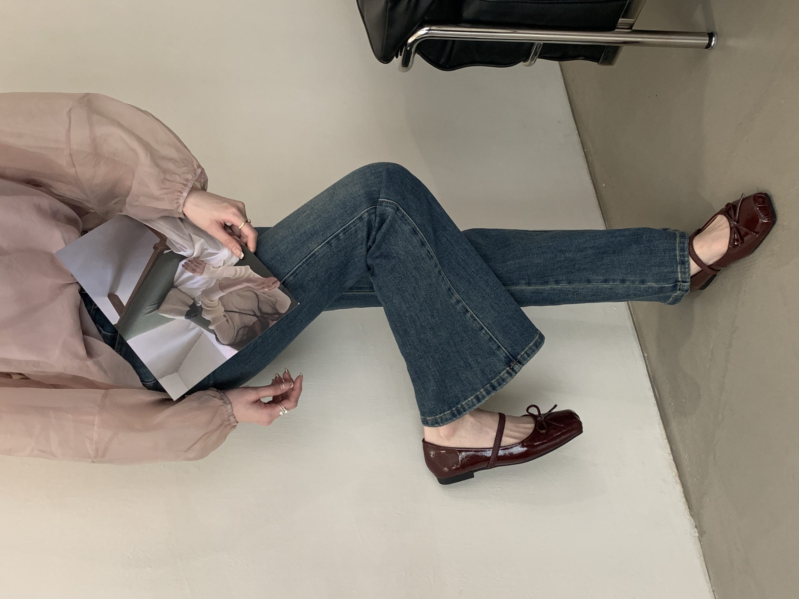 SHIZHUONI Bow Metal Buckle Flat Mary Jane Shoes 2025 Spring Autumn Retro Casual Commuter Low Heel Slip-On for Women - Image 3